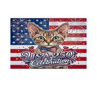 250 Years Devon Rexs Cats Jigsaw Puzzles for Men Women 1000 Pieces, 4th of July Patriotic Puzzles, American Party Gift Family Home Decor