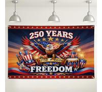 250 Years Freedom Backdrop, Patriotic Eagle Festival Decorations, Red Blue Starry Party Background for Independence Day Celebrations 71x43 Inch