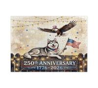 250 Years Husky Dog Jigsaw Puzzles for Men Women 500 Pieces, Eagle American Decorative Puzzles, 4th of July Party Gift Family Home Decor