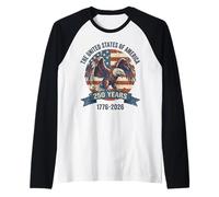 250 Years Memorial Day Happy 4th July America Bald Eagle Raglan Baseball Tee