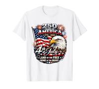 250 Years of America 1776 2026 Patriotic Eagle Value Graphic T-Shirt, Men, White, S