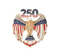 250 Years of America Celebration Brooch with Enameled and Rhinestones Decorations Lapel Accessories Patriotic Metal Alloy Lapel Pin