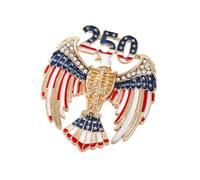 250 Years of America Celebration Brooch with Enameled and Rhinestones Decorations Lapel Accessories Formal Event Patriotic Accessory