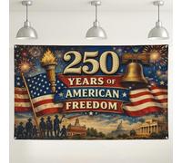 250 Years of America Freedom Backdrop, Patriotic Vintage Celebration Decorations, Red White Blue Party Background for Independence Day Events 71x43 Inch