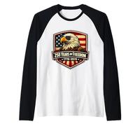250 Years of Freedom 1776-2026 250th Anniversary USA Eagle Raglan Baseball Tee