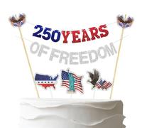 250 Years of Freedom Cake Bunting Topper,Pre-Strung America 250th Anniversary Cake Decor,6pcs Eagle Design 4th of July Independence Day 1776-2026 Party Supplies