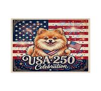 250 Years Pomeranian Dog Jigsaw Puzzles for Men Women 300 Pieces, 4th of July Patriotic Puzzles, American Party Gift Family Home Decor