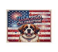 250 Years St. Bernard Dog Jigsaw Puzzles for Men Women 500 Pieces, 4th of July Patriotic Puzzles, American Party Gift Family Home Decor