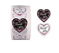 2500 Black and White Heart Shaped Thank You Stickers for Your Business Purchases, Wedding Labels (2500pcs - Black & White Heart Shape)