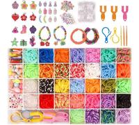 2500+ Loom Bands Kit, for Boys and Girls Dazzling Colors, Loom Bands Starter Kit for Refill Making Craft Kits, DIY Clips Charms Bracelet with Accessories and Storage Box-40 Grids(Multi-Color)
