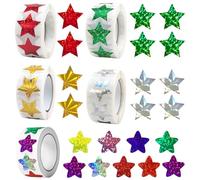 2500 PCS Shiny Star Stickers Self Adhesive Reward Stickers 2.5 CM Cute Holographic Decorative Labels Sparkly Sticker Foil Incentive Sticker for Children Students Teachers Classroom （5 Roll）