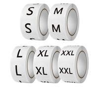 2500 Pieces Clothing Size Round Sticker, 1" inch Circle Clothes Size Labels, 5 Rolls 500 Pieces/roll Self Adhesive Apparel Sizing Tags for T Shirts Trousers Skirt Retail (S M L XL XXL, 2.5 cm/25 mm)