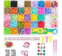 2500+ Rubber Bands,Loom Band Kit, DIY Rubber Bands Set for Bracelet, 15 Charms, 80 + Beads, 3 Crochet Hooks, 96 S Clips, Gift for Boys Girls