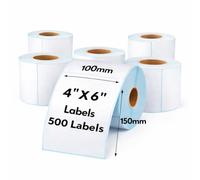 2500 Thermal Shipping Barcode Labels, 4x6 Inch (100 x 150 mm), Premium White Self-Adhesive, Commercial Grade for Direct Thermal Printer - Compatible with Amazon, Royal Mail, FedEx (5 Rolls)