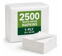 2500 White Paper Napkins 30 x 30 cm Unfolded, Soft and Absorbent 1-Ply Disposable Serviettes Tissues for Parties, Catering, Cafés, BBQs, Events, Cocktails, Dinner and Family Meals, Bulk Pack