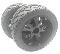 Absima 1/10 Truggy On Road Tyres Glued Black Pack of 2 Rear Wheels 2500014