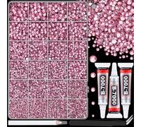 25000Pcs Resin Rhinestones with Tweezers for Crafting, Dark Pink 2-6mm Mixed Sizes Bedazzling Crystal with 3Pcs 10ml B7000 Jewelry Glue for DIY Crafts Clothing Tumblers Shoes Fabric Nail Art