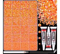 25000Pcs Resin Rhinestones with Tweezers for Crafting, Orange AB 2-6mm Mixed Sizes Bedazzling Crystal with 3Pcs 10ml B7000 Jewelry Glue for DIY Crafts Clothing Tumblers Shoes Fabric Nail Art