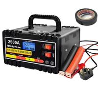 2500A HEAVY DUTY Car Battery Charger - 12V & 24V Automatic Smart Pulse Repair, LCD Display, Trickle Charge & Maintainer for Lead-Acid Batteries (UK Plug)