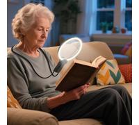 2500mAh Magnifying Glass with Light, 5X/10X Hands Free Magnifier for Reading, Sewing, Knitting, Cross Stitch & Crafts, Lighted Magnifier for Seniors & Low Vision