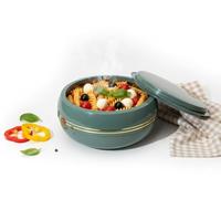 2500ml Large Peacock Colour Insulated Casserole Serving Dishes with Locking Lid Serving Dishes - Double Wall, Stainless Steel, BPA-Free, Hotpot & Chrome Finish for Hot Food Soup/Salad [2.5 Litres]