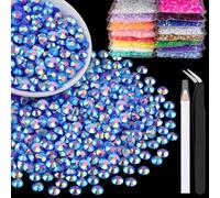 2500pcs 5mm Resin Rhinestones Bulk, Dark Blue AB Flatback Round Jelly Rhinestones Bedazzling Non Hotfix Crystal Gems Large Quantity Wholesale for DIY Crafts Clothes Tumblers Face Makeup Manicure