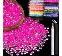 2500pcs 5mm Resin Rhinestones Bulk, Hot Pink AB Flatback Round Jelly Rhinestones Bedazzling Non Hotfix Crystal Gems Large Quantity Wholesale for DIY Crafts Clothes Tumblers Face Makeup Manicure