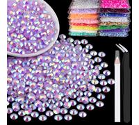 2500pcs 5mm Resin Rhinestones Bulk, Lavender Purple AB Flatback Round Jelly Rhinestones Bedazzling Non Hotfix Crystal Gems Large Quantity Wholesale for DIY Crafts Clothes Tumblers Face Makeup Manicure