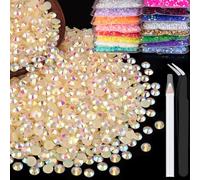 2500pcs 5mm Resin Rhinestones Bulk, Light Yellow AB Flatback Round Jelly Rhinestones Non Hotfix Crystal Gems Large Quantity Wholesale for DIY Crafts Clothes Bottles Face Makeup Manicure