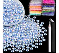 2500pcs 5mm Resin Rhinestones Bulk, Sky Blue AB Flatback Round Jelly Rhinestones Bedazzling Non Hotfix Crystal Gems Large Quantity Wholesale for DIY Crafts Clothes Tumblers Face Makeup Manicure