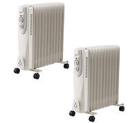 2500W 11 Fin Oil Filled Radiator, 3 Heat Settings and Thermostat Timer, Overheat Safety Cut-off, 2.5kw Portable Heater with Quiet Operation, White (2)