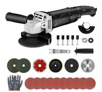 2500W 4 Inch Angle Grinder, Grinder Power Tool, Ø100mm, 11000 RPM, with Side Handle, 2 Cutting Discs, 10 Sandpaper Sheets, 6 Carbon Brushes, Grinding Wheel