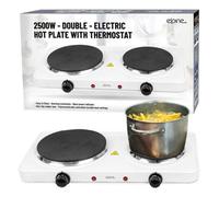 2500W Double Electric Hot Plate Thermostat Portable Kitchen Hob Cooker Table Top White