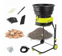 2500W Electric Garden Shredder, 208 L/min, 17:1 Shredding Ratio, 8000 rpm | Leaf and Wood Chipper for Compost Yard Cleanup, Garden Leaves(30mPowercord)