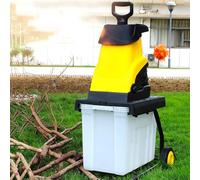 2500W Electric Garden Shredder, Portable Leaf & Wood Chipper with Wheels, Collection Box & Reversible Steel Blades for Yard Cleanup and Composting