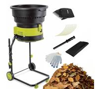 2500W Electric Leaf Mulcher Shredder Bladeless Cutting with 54cm Funnel Wheels & Storage Bag for Wood Garden Debris 60mpowercord
