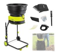 2500W Electric Leaf Shredder Mulcher Bladeless Garden with Wheels | 17:1 Shredding Ratio, 8000RPM Chipper, 208 L/min(40mPowercord)