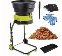 2500W Garden Shredder with Overload Protection 54cm Hopper & Collection Bag Portable with Wheels Low Maintenance Ideal for Yard Waste Recycling & Mulching