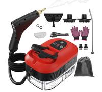 2500W Handheld Steam Cleaner, High-Temperature Pressurized Steam Cleaner, Grout Steam Cleaner, High Heat Steamer for Cleaning Couch, Floor Tile, Bathroom, Microwave, Mattress Bed Bugs, Windows (Red)
