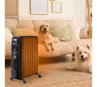 2500W Oil Filled Radiator, 11 Fin Portable Heater w/ Timer Remote Control HOMCOM Black One Size