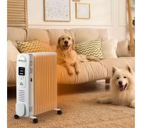 2500W Oil Filled Radiator, 11 Fin Portable Heater w/ Timer Remote Control HOMCOM White One Size