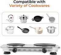 2500W Stainless Steel Double Hot Plate - Portable Electric Hob Double Burner