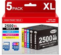 2500XL Ink Cartridges Combo Pack Compatible for Canon PGI-2500XL for Canon Maxify MB5450 MB5155 MB5455 MB5050 MB5350 iB4100 iB4150 MB5150 MB5000 MB5100 iB4050 iB4000 (2Black/1Cyan/1Magenta/1Yellow