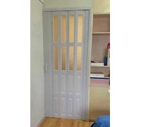 250cm High Pleated Folding Door, PVC Sliding Panel with Wood Grain, Space-Saving Room Divider for Laundry and Kitchen (50inx98in) - Slish & Functal Solut