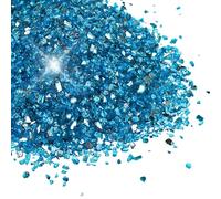 250g Blue Crushed Glass Mirror Side Broken Glass Chips 1-4mm Reflective Mirrored Granules Gravel Chunks Stones Vase Filler Garden Plants Resin Irregular