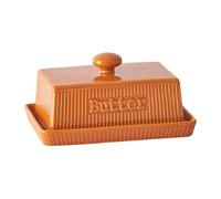 250g Butter Dish with Lid and Handle, Rectangular Ceramic Butter Crock, Dishwasher Safe Butter Tray, Farmhouse Butter Holder Container for Home and Kitchen, Porcelain Butter Storage for Countertop