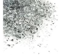 250g Clear/Natural Crushed Glass Mirror Side Broken Glass Chips 1-4mm Reflective Mirrored Granules Gravel Chunks Stones Vase Filler Garden Plants Resin Irregular