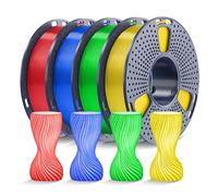 250g Clear PLA Filament 1.75mm Bundle,3D Printer Filament Bundle Multicolor, Individually Vacuum Packed,250g Spool,4 Rolls, Transparent Series-Clear+Red+Orange+Blue