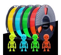 250g Glow PLA Filament 1.75mm Bundle,3D Printer Filament Bundle Multicolor, Individually Vacuum Packed,250g Spool,4 Rolls, Yellow+Green+Blue+Red
