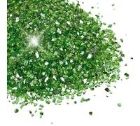 250g Green Crushed Glass Mirror Side Broken Glass Chips 1-4mm Reflective Mirrored Granules Gravel Chunks Stones Vase Filler Garden Plants Resin Irregular